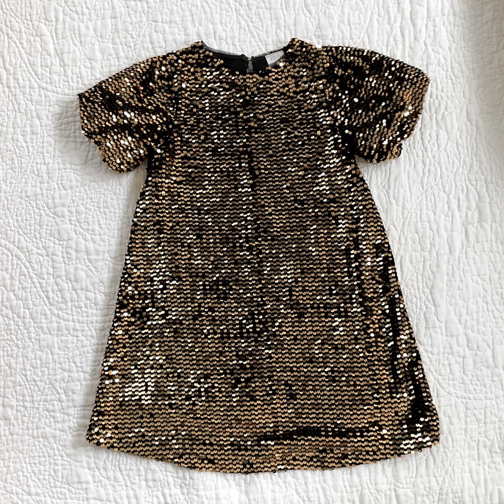 Zara Kids Black and Gold Sequin Dress